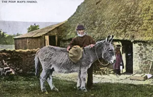 An Irish Country Man and his Donkey, Northern Ireland An Irish Country Man and his Donkey, Northern Ireland