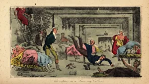 Irish gentlemen descend into an underground hostel, 1821 Irish gentlemen descend into an underground hostel, 1821