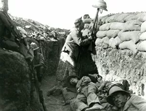 Trenches Gallery: Irish soldier in a trench, Mesopotamia, WW1
