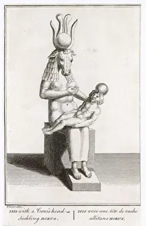 Print of Isis with Cow's Head, Suckling Horus