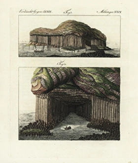 Isle of Staffa and basalt columns at the entrance Isle of Staffa and basalt columns at the entrance