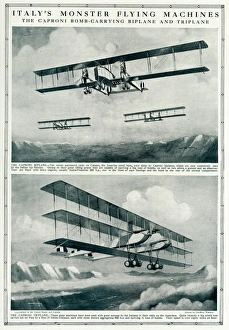 Italian Caproni bomb-carrying biplane and triplane 1917 Italian Caproni bomb-carrying biplane and triplane 1917