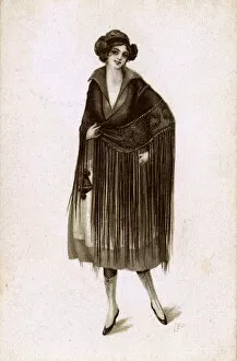 Tassels Gallery: Italian girl in a stylish tasselled shawl
