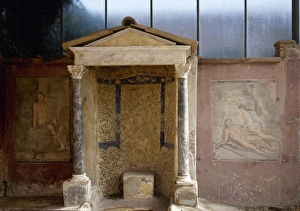 Italy. Pompeii. The House of Loreius Tiburtinus. Aedicula wi Italy. Pompeii. The House of Loreius Tiburtinus. Aedicula wi