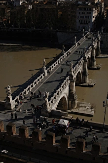 Italy. Rome. Saint Angelo Bridge (1668-1671). Aerial view Italy. Rome. Saint Angelo Bridge (1668-1671). Aerial view