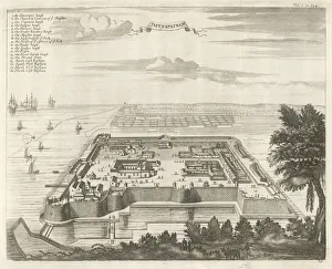 The Dutch fort at Jaffna at the northern extremity of the island. The solid defences indicate that the Europeans expect to be attacked at any moment Jaffna, Sri Lanka, 1671