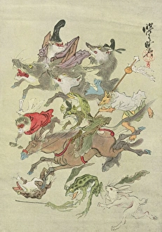 Japanese colour print, Hunting Animals Japanese colour print, Hunting Animals
