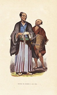 Japanese nobleman in chonmage, kamishimo, kimono and hakama Japanese nobleman in chonmage, kamishimo, kimono and hakama