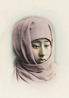 <b class=qtipBold><figcaption>A Japanese Woman</figcaption></b><br>A very attractive and delicate depiction of the shrouded face of a young Japanese woman<br><em>© Mary Evans / Grenville Collins Postcard Collection</em> A Japanese Woman
