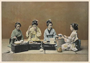 <b class=qtipBold><figcaption>Japanese Women at Table</figcaption></b><br>Japanese women in traditional costume eat together.<br><em>© Mary Evans Picture Library</em> Japanese Women at Table