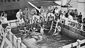 Voyage Gallery: Jazz orchestra by the pool on board the Mauretania