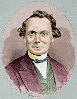 Jens Jacob Asmussen Worsaae (1821-1885). Colored engraving Jens Jacob Asmussen Worsaae (1821-1885). Colored engraving