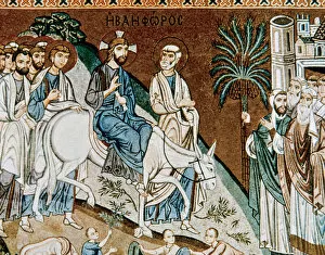 Triumphal Gallery: Jesus entry into Jerusalem. Mosaic. Palace of the Normans