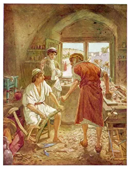 <b class=qtipBold><figcaption>Jesus Helps Joseph</figcaption></b><br>Jesus, as a youth, helps his father Joseph in the carpentry trade<br><em>© Mary Evans Picture Library</em> Jesus Helps Joseph