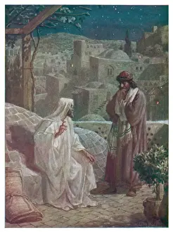 Jesus Meets Nicodemus at Night Print