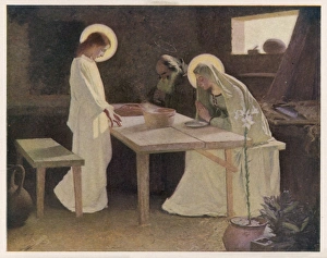 <b class=qtipBold><figcaption>Jesus & Parents Supper</figcaption></b><br>Jesus and his parents at the supper table.<br><em>© Mary Evans Picture Library</em> Jesus & Parents Supper