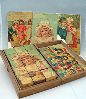Jigsaw puzzles of six scenes of French children (late 19th C Jigsaw puzzles of six scenes of French children (late 19th C