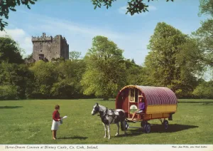 Blarney Castle Prints: Horse-drawn Caravan at Blarney Castle Print, circa 1960s