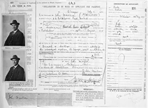 <b class=qtipBold><figcaption>John MacLean</figcaption></b><br>Application for passport by John MacLean, political activist, Glasgow, 1920 Date: 1920<br><em>© Mary Evans / National Archives</em> John MacLean