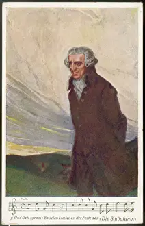 Prints of JOSEPH HAYDN Austrian musician and composer communing with nature, with a quotation from his oratorio, The Creation, below Joseph Haydn Prints: Joseph Haydn in Nature, Print.'