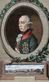 Joseph II (1741-1790). Engraving. Colored Joseph II (1741-1790). Engraving. Colored