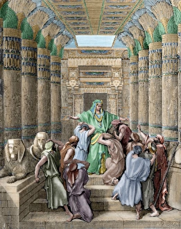 Joseph recognized by his brothers. Engraving. Colored Joseph recognized by his brothers. Engraving. Colored