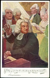 Print of Johann Sebastian Bach Conducts