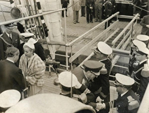 Juan and Eva Peron visiting Spanish training ship Juan and Eva Peron visiting Spanish training ship