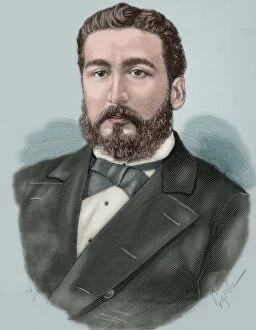 Jose Gallery: Juan Jose Latorre (1846-1912). Portrait. Colored engraving