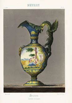Jug from Nevers, France, with Italian-genre scene Jug from Nevers, France, with Italian-genre scene