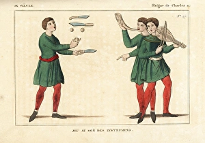 Juggler performing to music, 9th century Juggler performing to music, 9th century