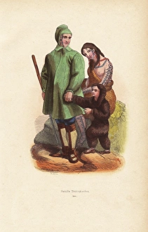 Kamtchadal family with man in hooded coat Kamtchadal family with man in hooded coat