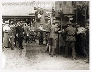 King George V (1865-1936) and Queen Mary (1867-1953) visit a factory workshop during King George V (1865-1936) and Queen Mary (1867-1953) visit a factory workshop during