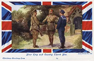 King George V Offering Thanks Print - WWI Christmas 1918