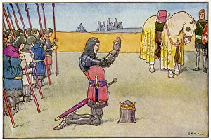 King Henry V prays with his soldiers before battle King Henry V prays with his soldiers before battle
