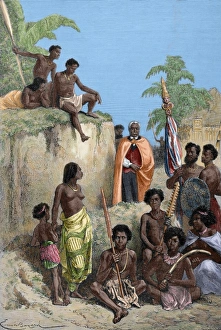 King Kamehameha I (1758-1819) and his warriors. Engraving, 1 King Kamehameha I (1758-1819) and his warriors. Engraving, 1