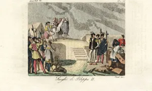 King Philip II of Spain working on El Escorial, 1584 King Philip II of Spain working on El Escorial, 1584