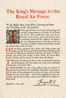 The Kings Message to the Royal Air Force, WW1