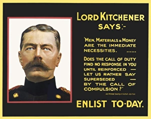 <b class=qtipBold><figcaption>Kitchener Quote Poster</figcaption></b><br>A recruitment poster featuring a portrait of Lord Kitchener alongside a quote from a speech he gave at the Guildhall in July, 1915 stressing the 'Call of Duty..'<br><em>© Mary Evans Picture Library 2015 - https://copyrighthub.org/s0/hub1/creation/maryevans/MaryEvansPictureID/10237026</em> Kitchener Quote Poster