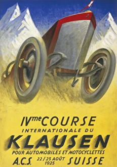 <b class=qtipBold><figcaption>Klausen Motor Racing</figcaption></b><br>A poster for the Motor Racing events at Klausen, Switzerland on 22nd and 23rd August 1925 for Cars and motorcycles<br><em>© Mary Evans Picture Library 2015 - https://copyrighthub.org/s0/hub1/creation/maryevans/MaryEvansPictureID/10235618</em> Klausen Motor Racing