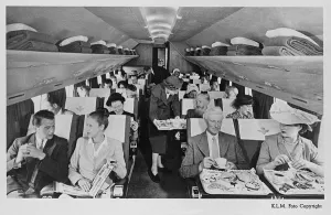 KLM Constellation plane interior with passengers KLM Constellation plane interior with passengers
