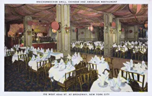 <b class=qtipBold><figcaption>Knickerbocker Grill, New York</figcaption></b><br>The interior of the Knickerbocker Grill, New York at 152 West 42nd Street at Broadway Date: 1920s<br><em>© Mary Evans / Jazz Age Club Collection</em> Knickerbocker Grill, New York