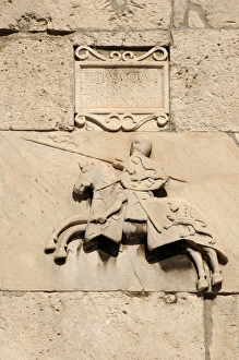 Knight with shield and spear. Pula. Croatia Knight with shield and spear. Pula. Croatia