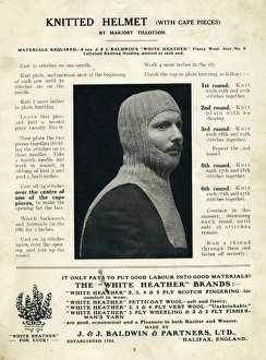 Knitted helmet, WW1 knitting, comforts for soldiers Knitted helmet, WW1 knitting, comforts for soldiers