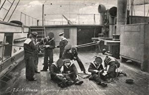 Deck Gallery: Knotting Class, Training Ship Arethusa, Greenhithe, Kent