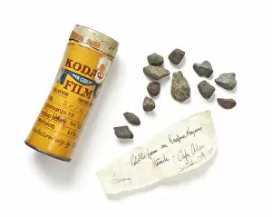 Sphenisciformes Gallery: Kodak jar with pebbles from Emperor Penguin (Aptenodytes for