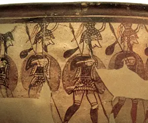 Ancient Greek Warriors Prints: Krater of the Warriors (1200-1100 B. C. ). Mycenae