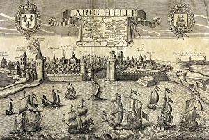 La Rochelle. Map of the city on the Atlantic. 16th century La Rochelle. Map of the city on the Atlantic. 16th century