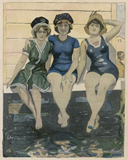 <b class=qtipBold><figcaption>Ladies on Bath. Machine</figcaption></b><br>Three German ladies sit on the step of their bathing machine.<br><em>© Mary Evans Picture Library</em> Ladies on Bath. Machine