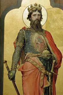 Prints of Ladislaus I of Hungary or St. Ladislaus (Laszlo) (1040-1095). King of Hungary between 1077-1095. Portrait by Ignac Roskovics (1854-1916). Hungarian National Gallery. Budapest. Hungary Hungary Prints: Ladislaus I of Hungary Print, 1854-1916